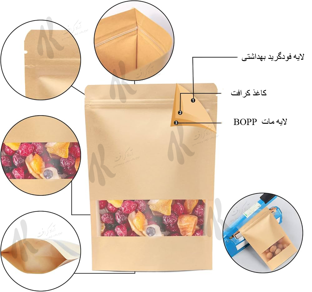 پاکت کرافت پنجره دار